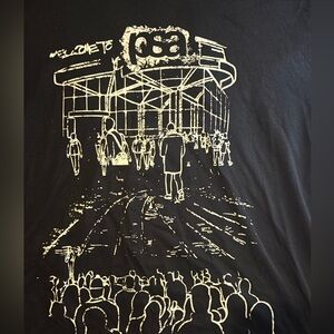 PSA Graphic Black Men’s T-Shirt with Cream Concert Artwork
